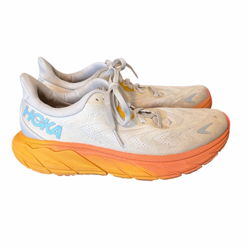 Hoka One One Arahi 6‎ running shoes size 7 white orange walking comfort casual